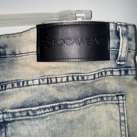NWT Rocawear Men’s Skinny Short Vintage Blue Cloud Waist 38 RWJ6139 Jean Shorts - Picture 7 of 8